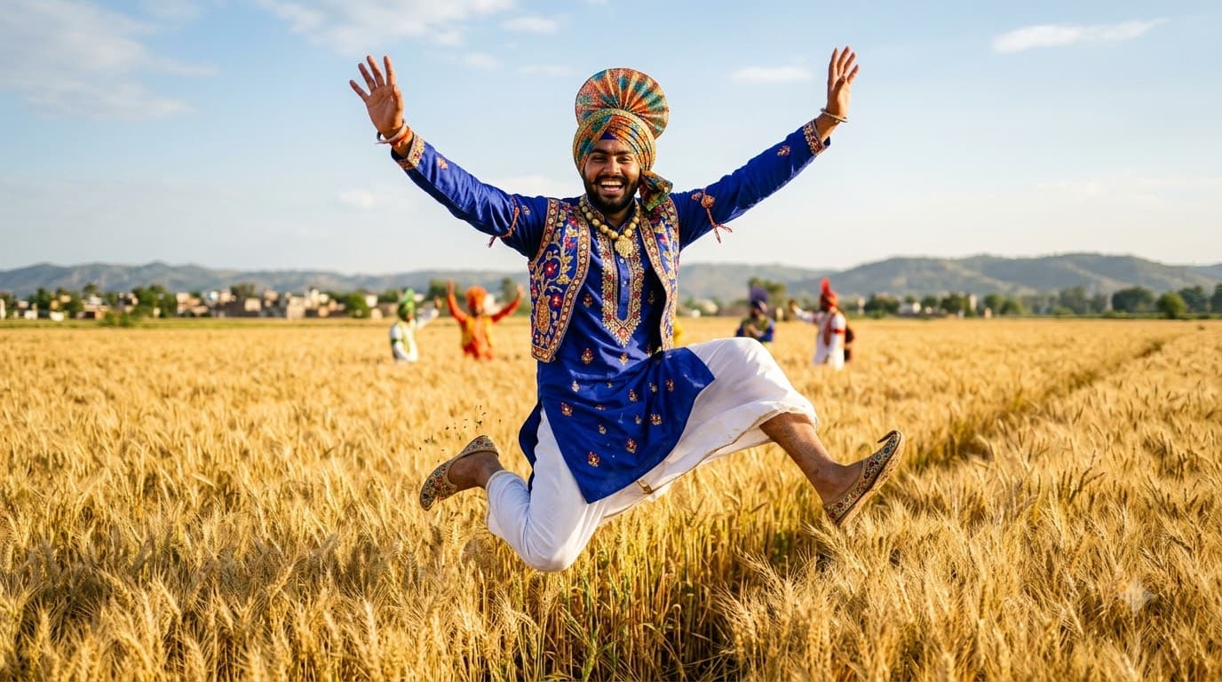 Bhangra Wheat Field Action Shot