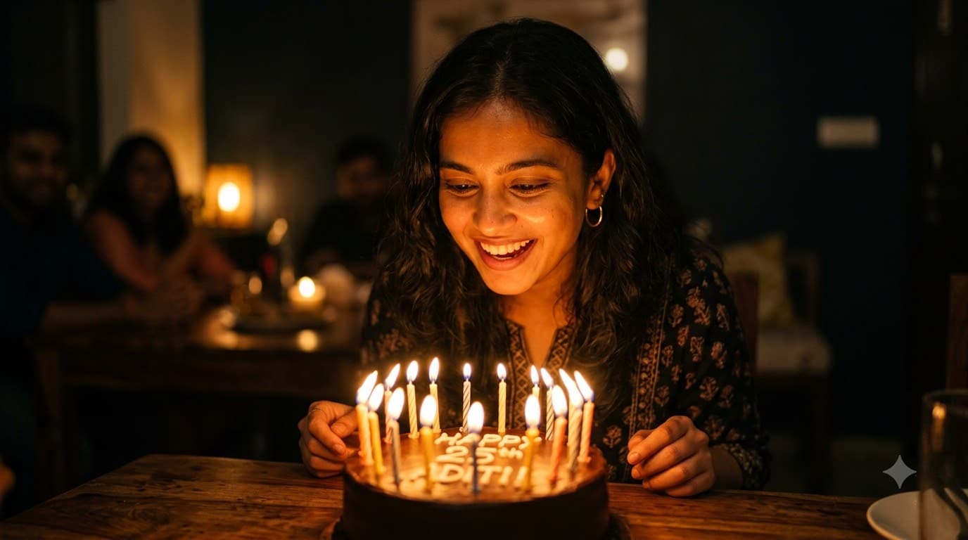 Cake-Cutting Candlelight Portrait