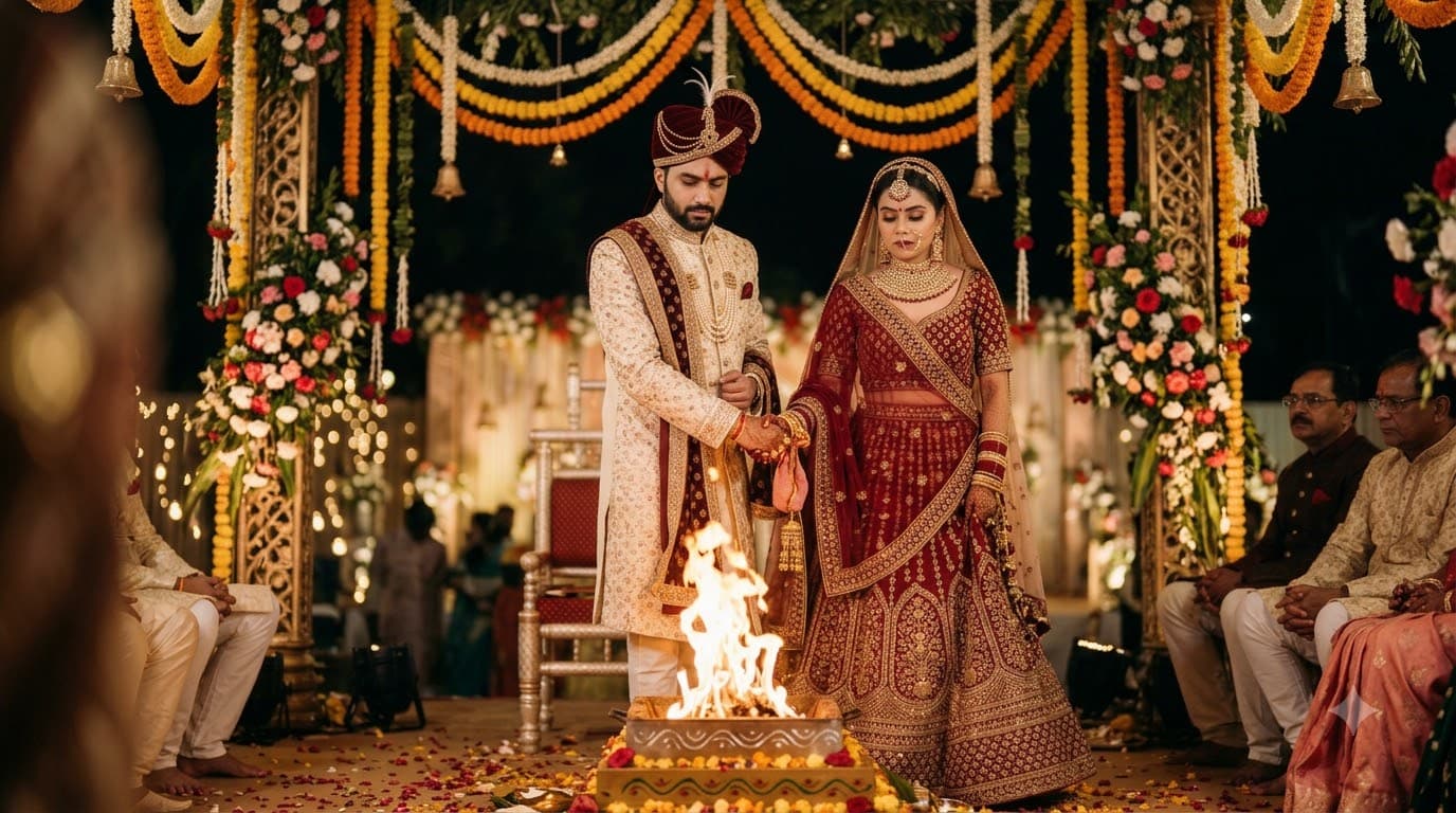 Pheras at the Mandap