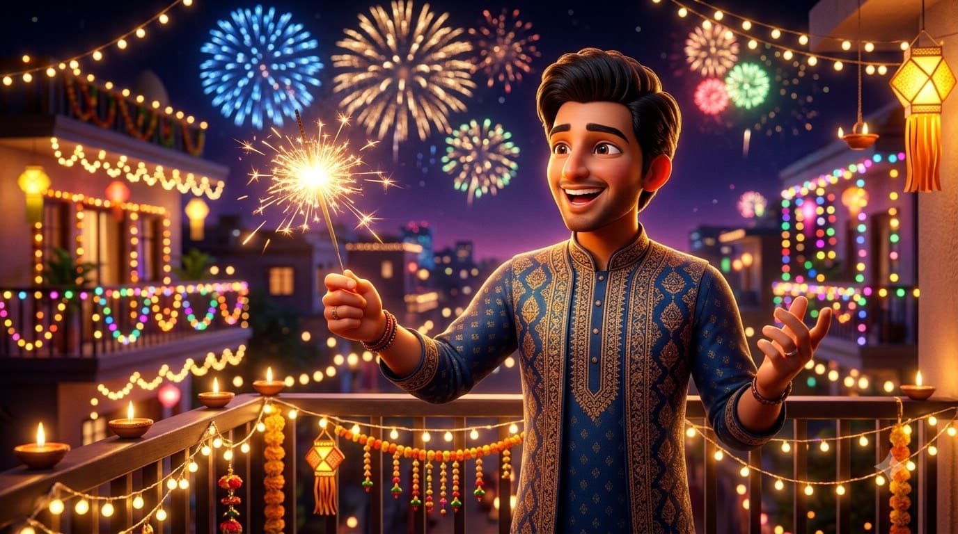 पटाखों के साथ दिवाली 3D अवतार — नमूना नतीजा 2