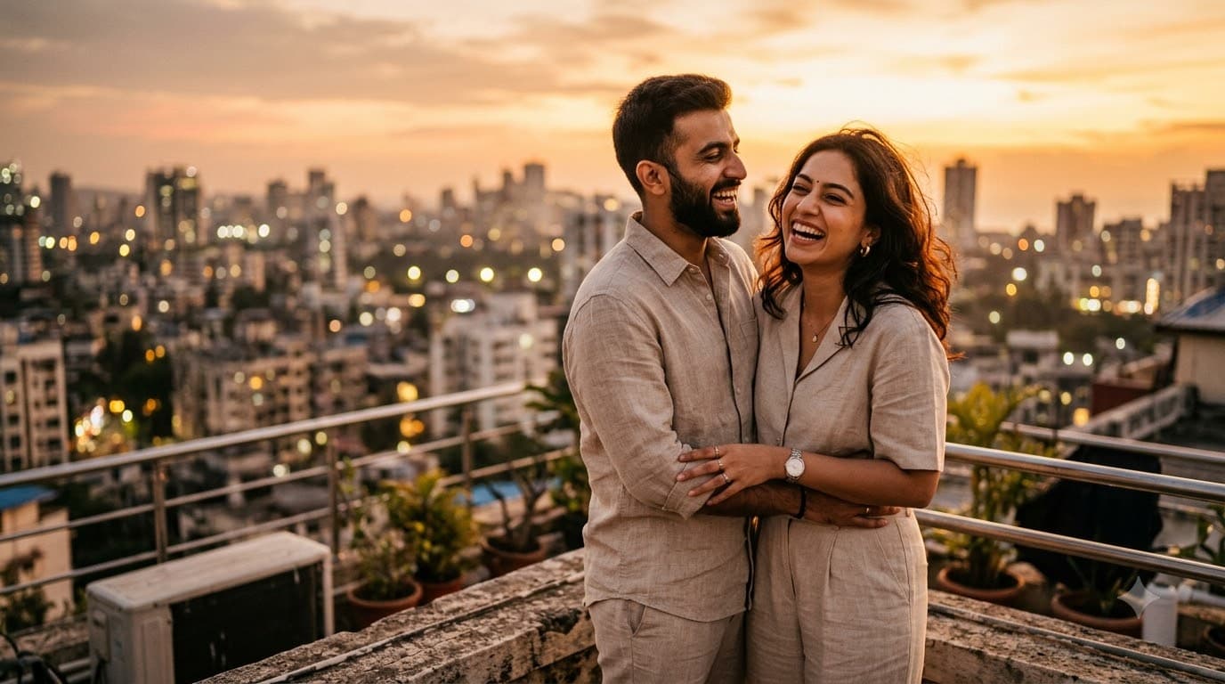 Golden Hour Rooftop Couple Shoot