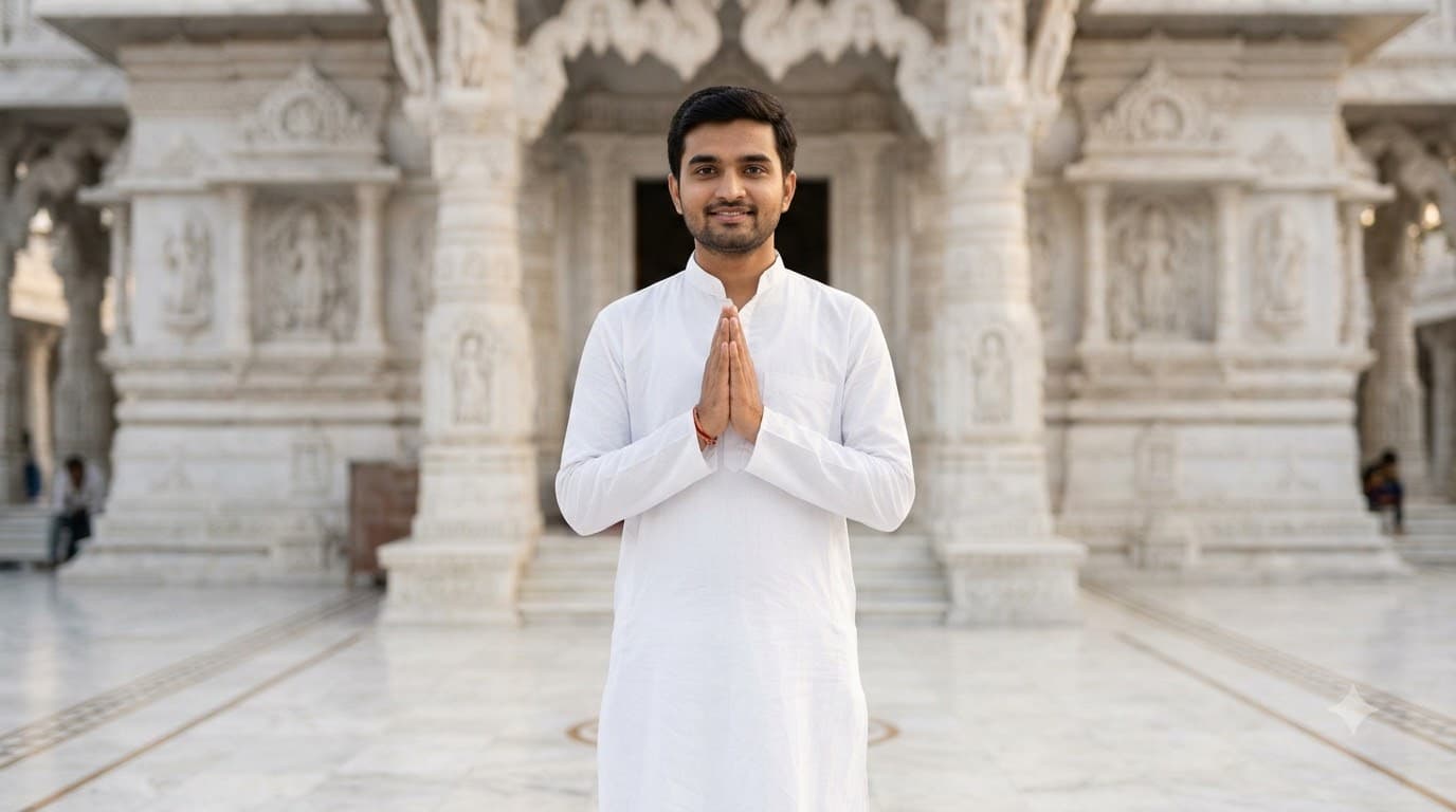 Jain Temple White Attire Portrait