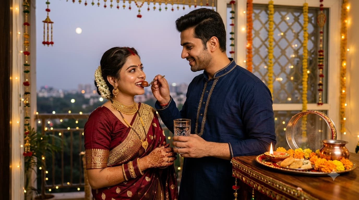Karwa Chauth Couple Portrait — sample result 2