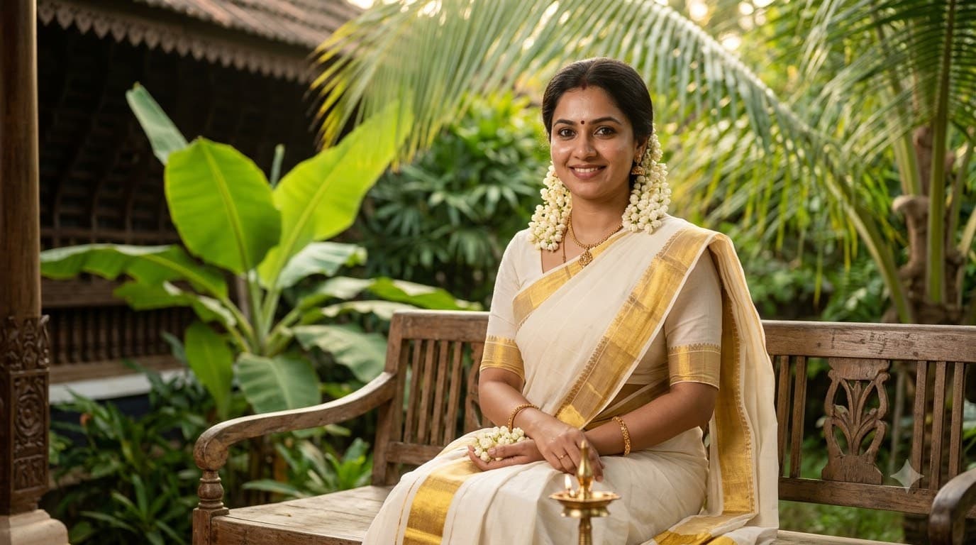 Kasavu Saree Onam Portrait