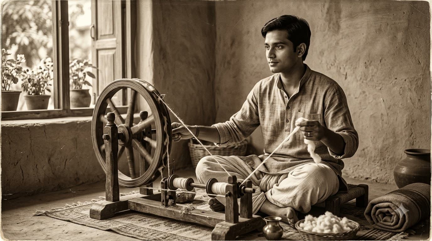 Khadi Charkha Tribute Portrait — sample result 2