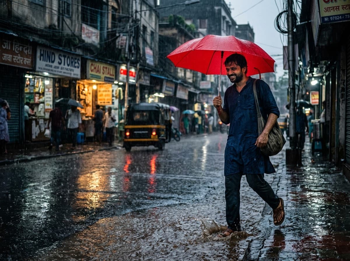 बारिश में छाते के साथ — नमूना नतीजा 2
