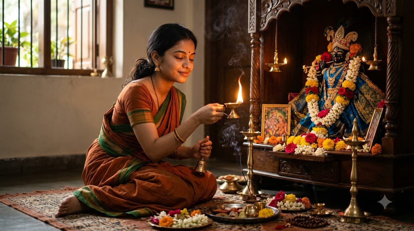 Morning Aarti Temple Portrait