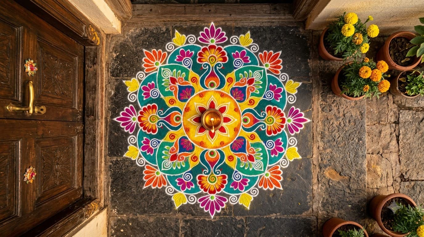 New Year Rangoli Sunrise — sample result 2