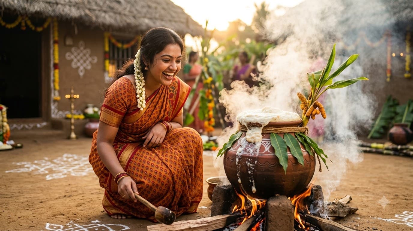 Pongal Pot Boiling Over