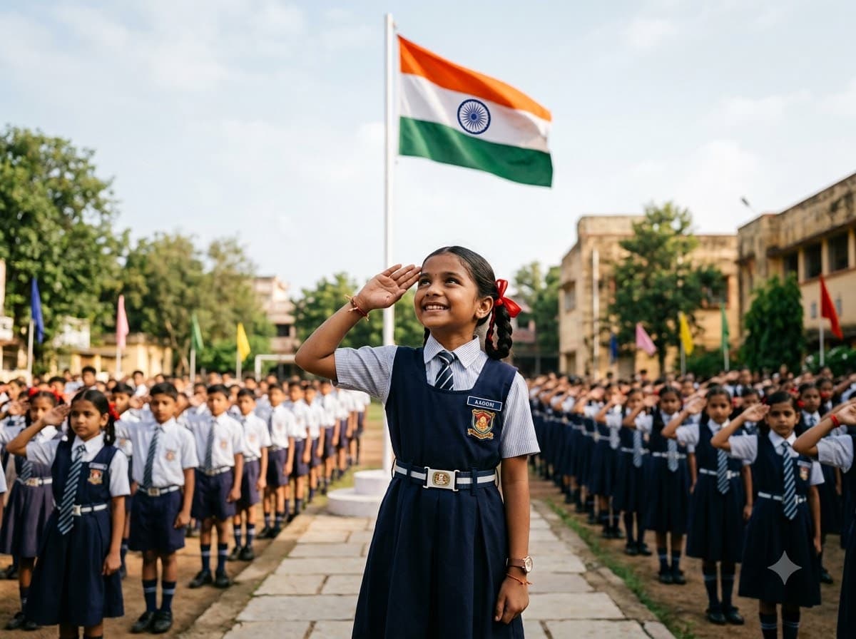 School Flag Hoisting Photo