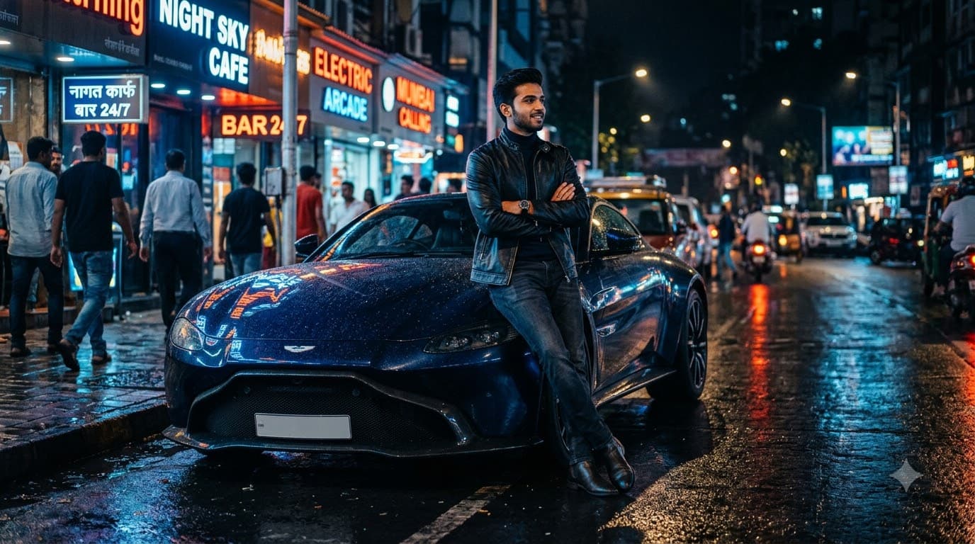 Sports Car City Night Shot