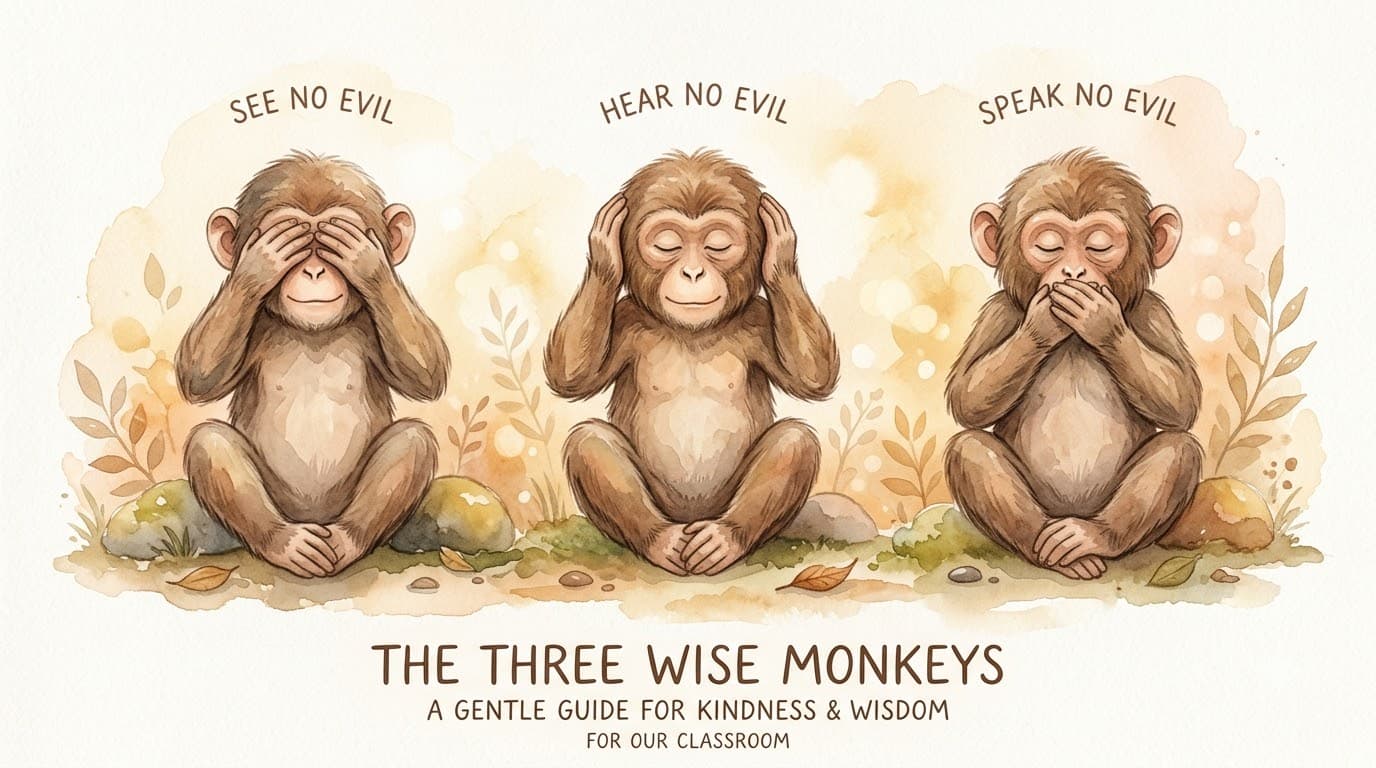 Three Wise Monkeys Illustration
