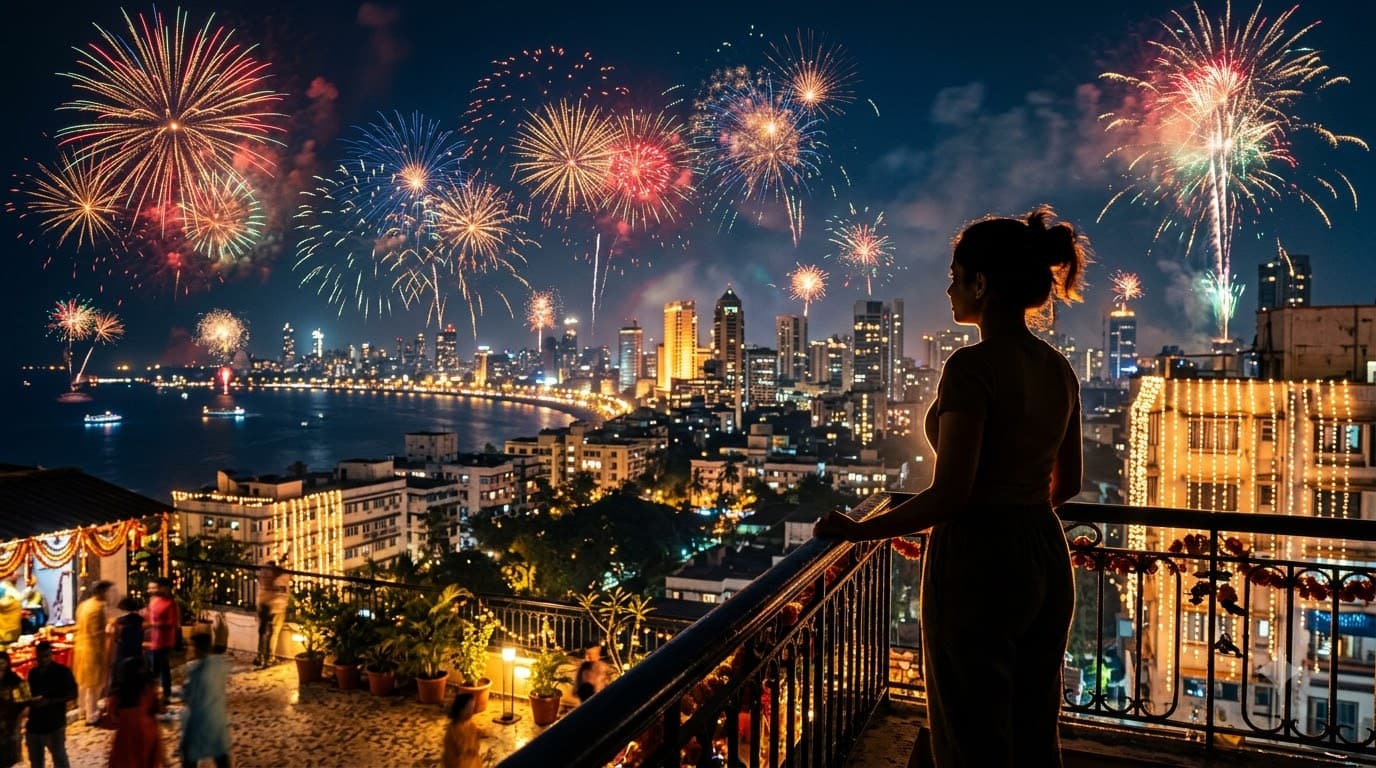 Diwali Night Skyline with Fireworks — sample result 2