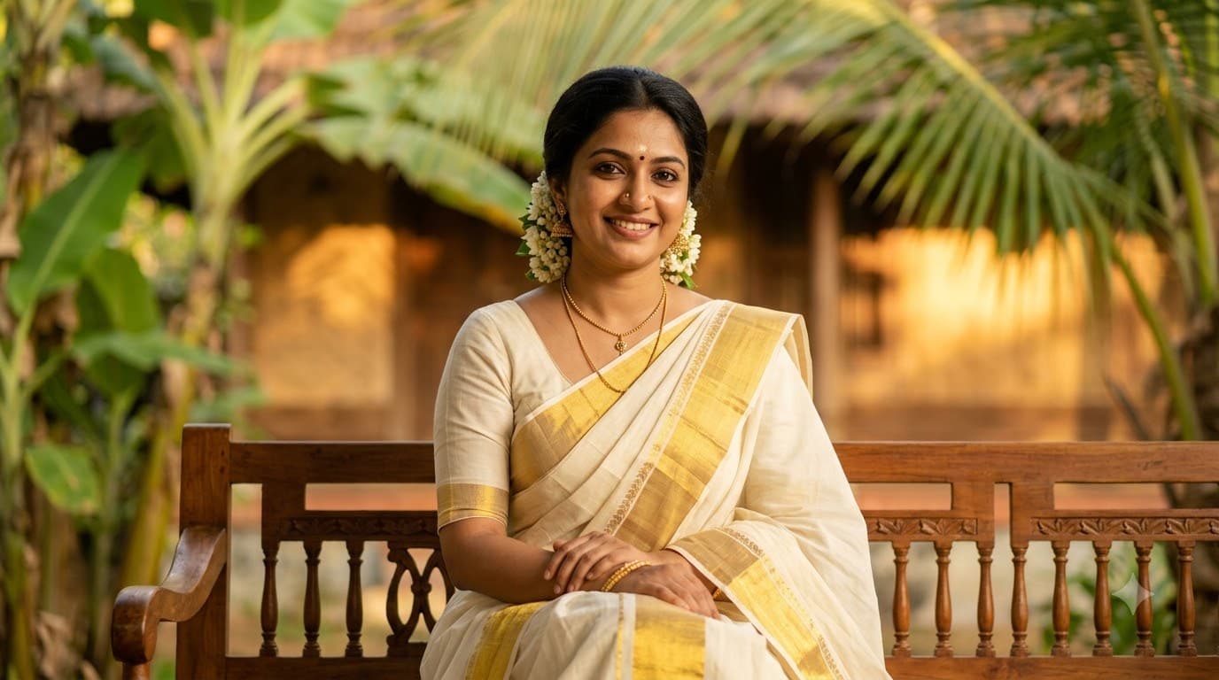 Kasavu Saree Onam Portrait — sample result 2
