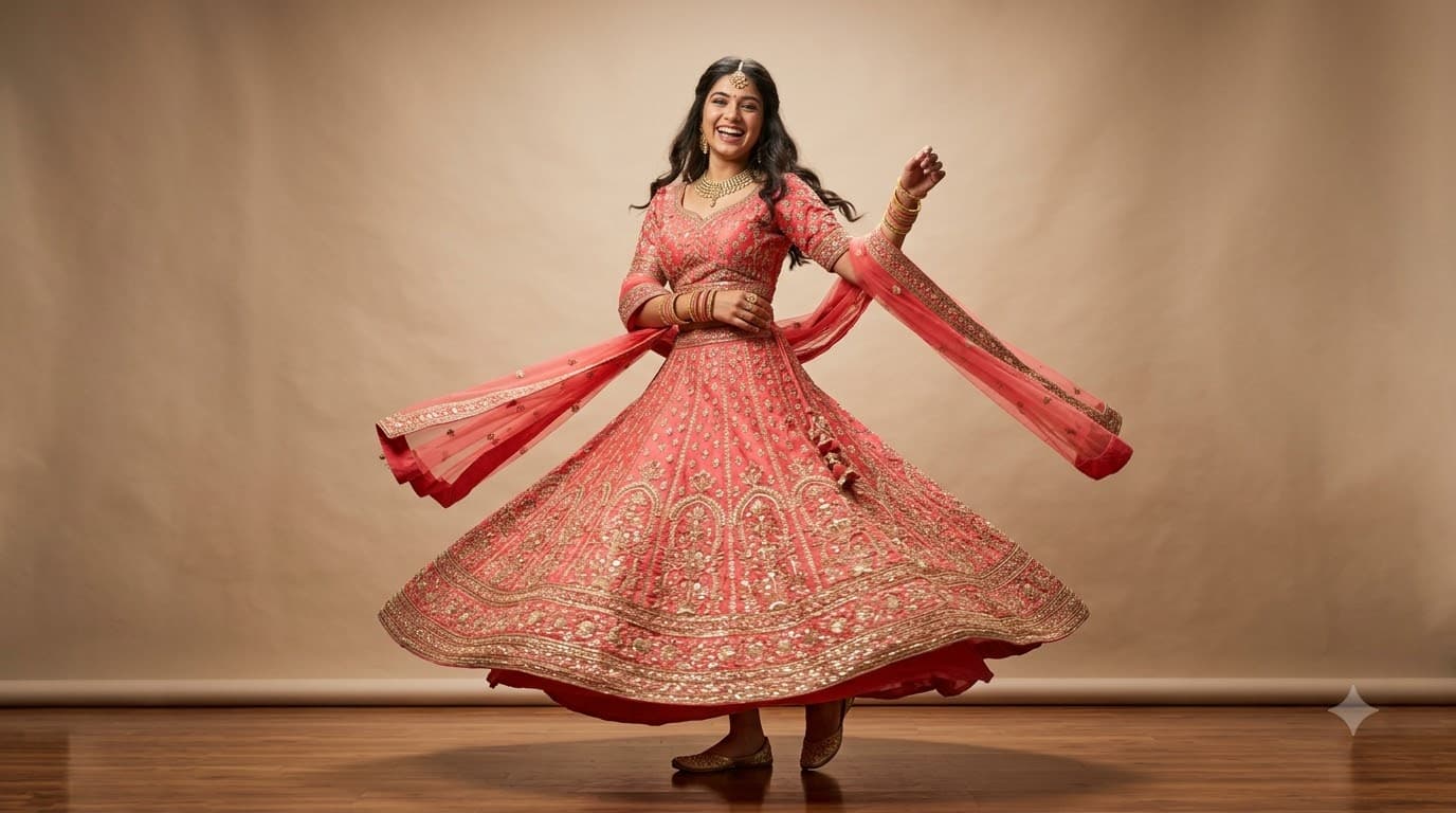 Lehenga Twirl Fashion Shot — sample result 2