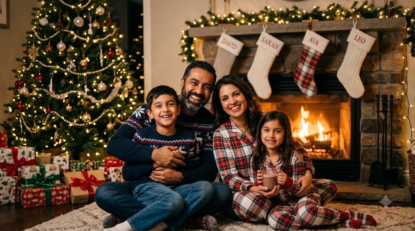 Santa Family Fireplace Photo — sample result 2
